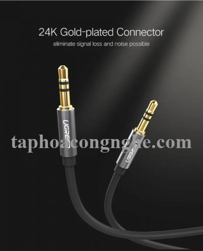 Ugreen 10730 3M màu Đen Cáp âm thanh 2 đầu 3.5mm dương dây dẹt AV119 30010730